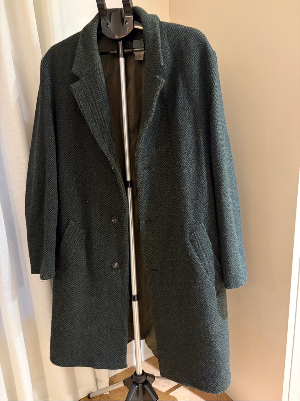 A.P.C. Dark Green Herringbone Pea Coat